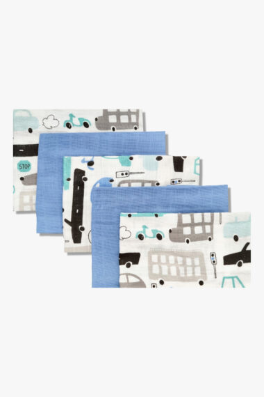 Mušelínové plenky mini sada 5 ks - auta 38x38 cm