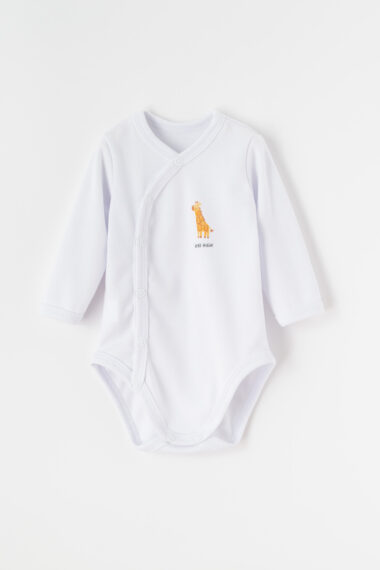 Zavinovací kojenecké body bílé s žirafou