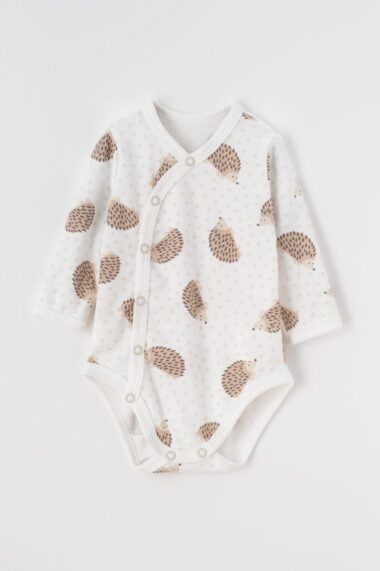 Smėlio spalvos susiaučiamas kūdikių bodis su ežiukais