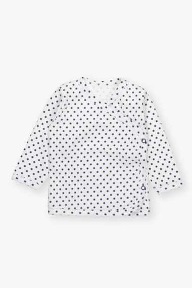 Kaftanik kopertowy granatowe groszki