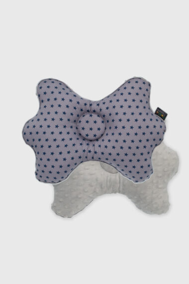 Poduszka niemowlęca korygująca szara w granatowe w gwiazdki
