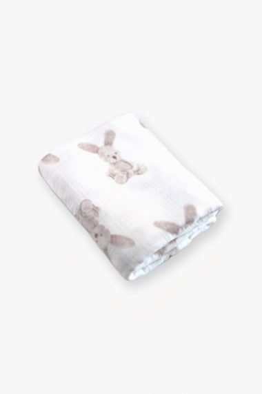 Otulacz muślinowy 120/120cm. Króliczek
