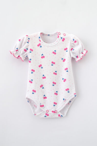 Body niemowlęce wisienki letnie bufki krótki rękaw