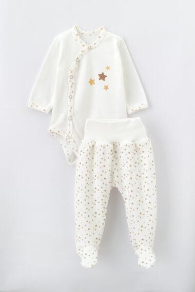 Komplet niemowlęcy body + półśpiochy gwiazdki