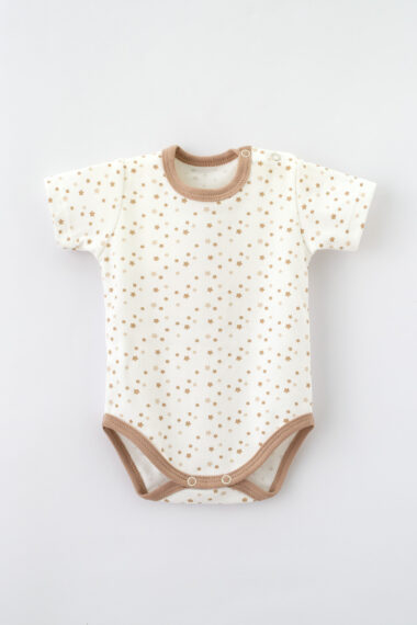 Body niemowlęce beżowe gwiazdki krótki rękaw
