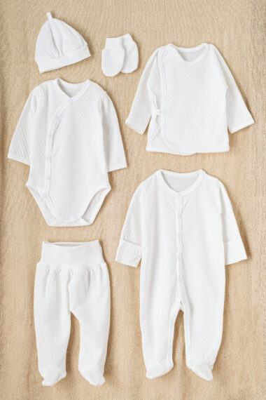 Komplet wyprawkowy biały ażur