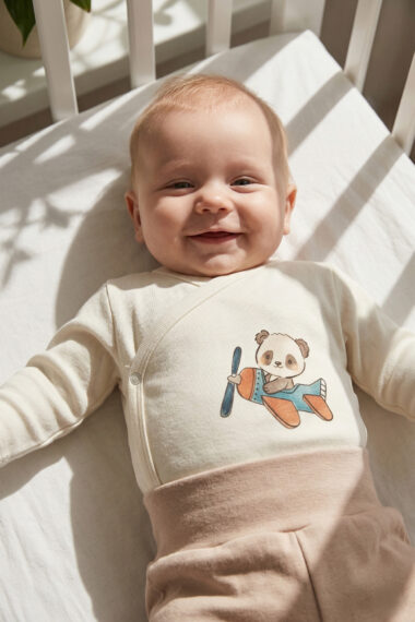 Body niemowlęce kopertowe  Panda Pilot